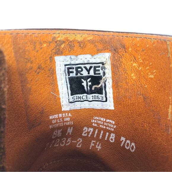 Frye Campus Short Brown Square Toe Zip Heeled Platform Ankle Boots Women’s 8.5 - Picture 8 of 8